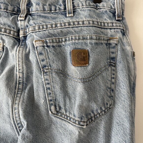 Vtg Carhartt Denim Jeans Mens MEASURES APPROX  32X28.5 Made USA Gorp Work - Picture 14 of 16